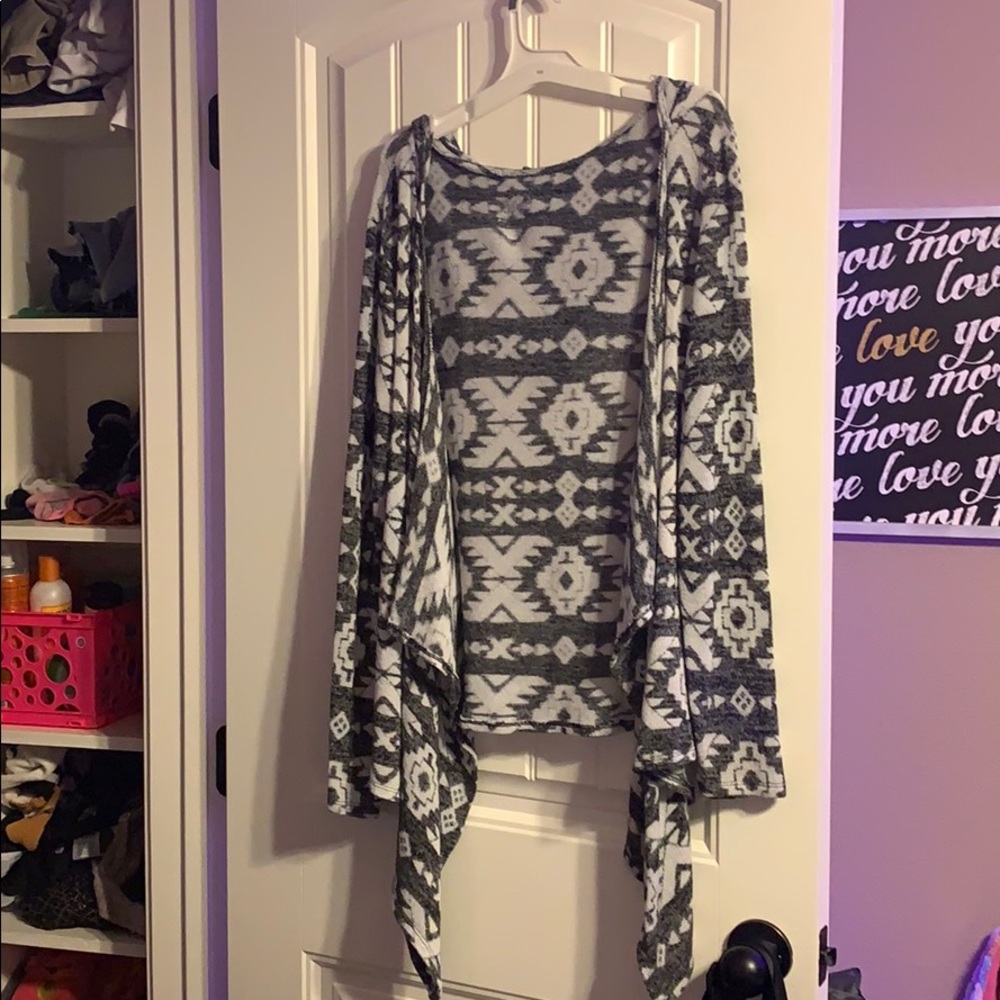 Grey and white cardigan